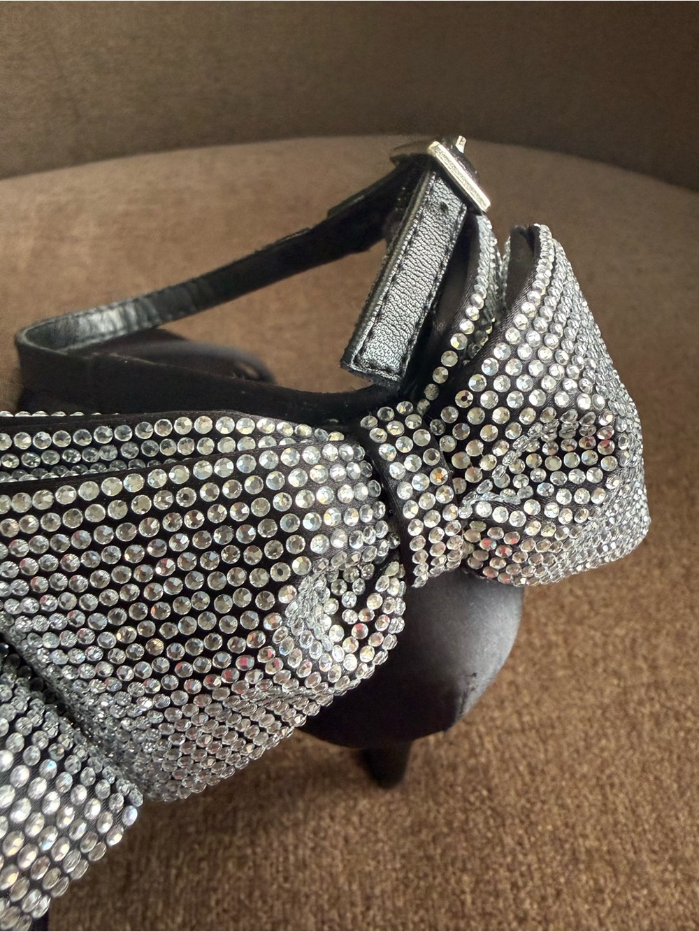 bp Black Ankle-Strap Heels with Decorative Bow - Picture 3 of 5